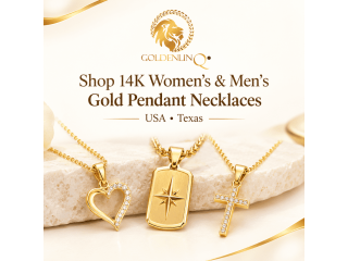 14K Women & Mens Gold Pendants Necklace in USA, Texas goldenlinq